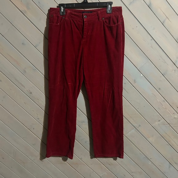 Talbots Essential Fit Petites Red Corduroy Pants Classic Casual Comfort - Picture 1 of 6